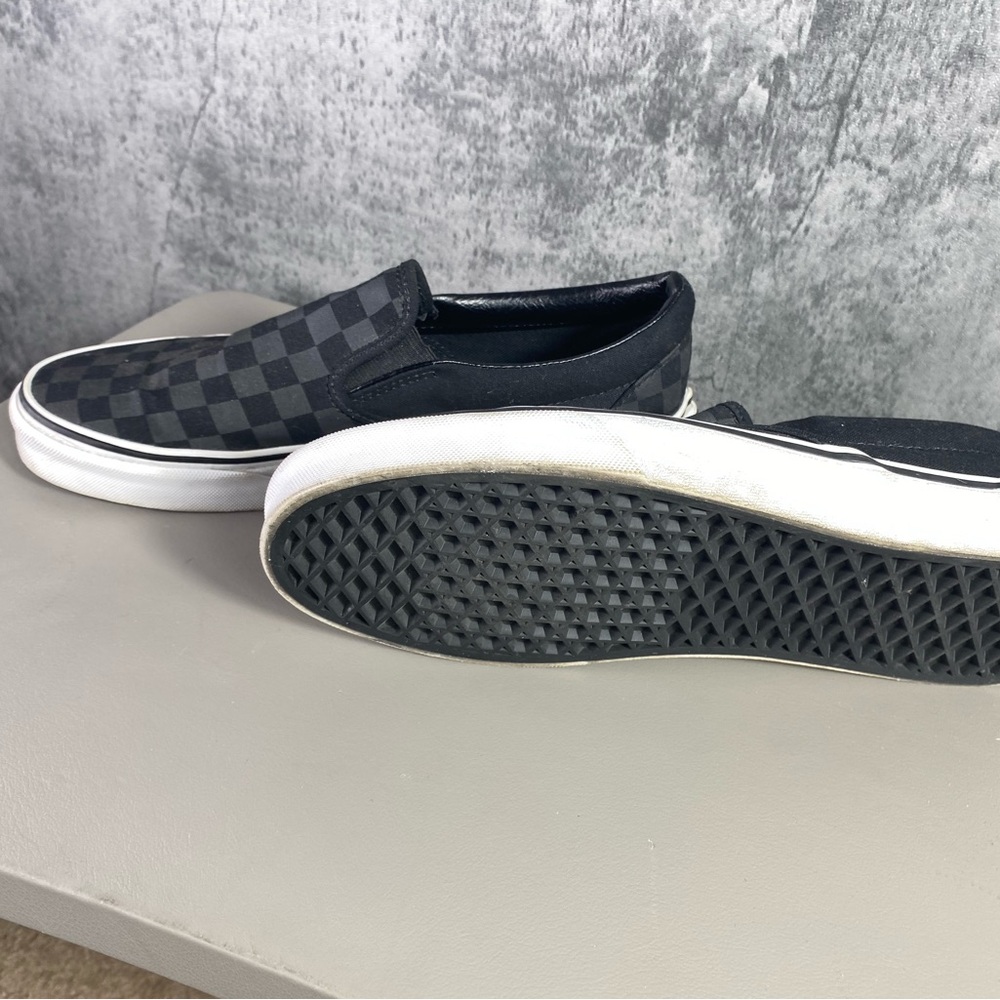 Grey and Black Canvas Plaid Vans